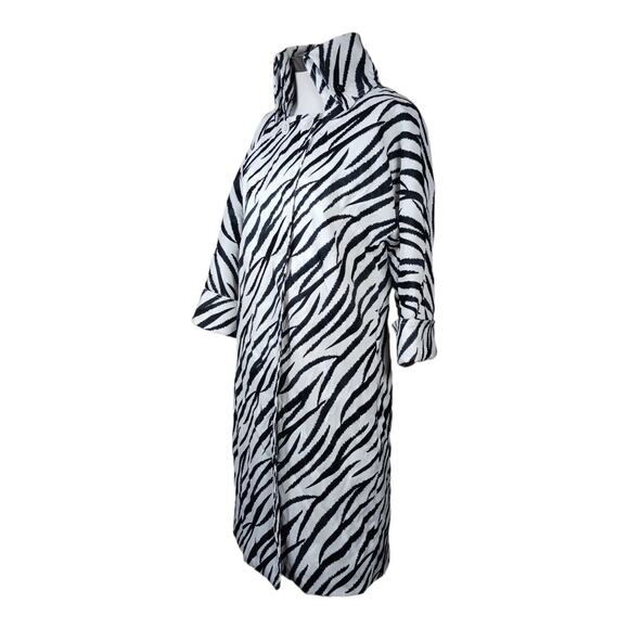 Samuel Dong Zebra Print Trench Coat Dolman Sleeves Dramatic All Season Size S - Picture 2 of 13